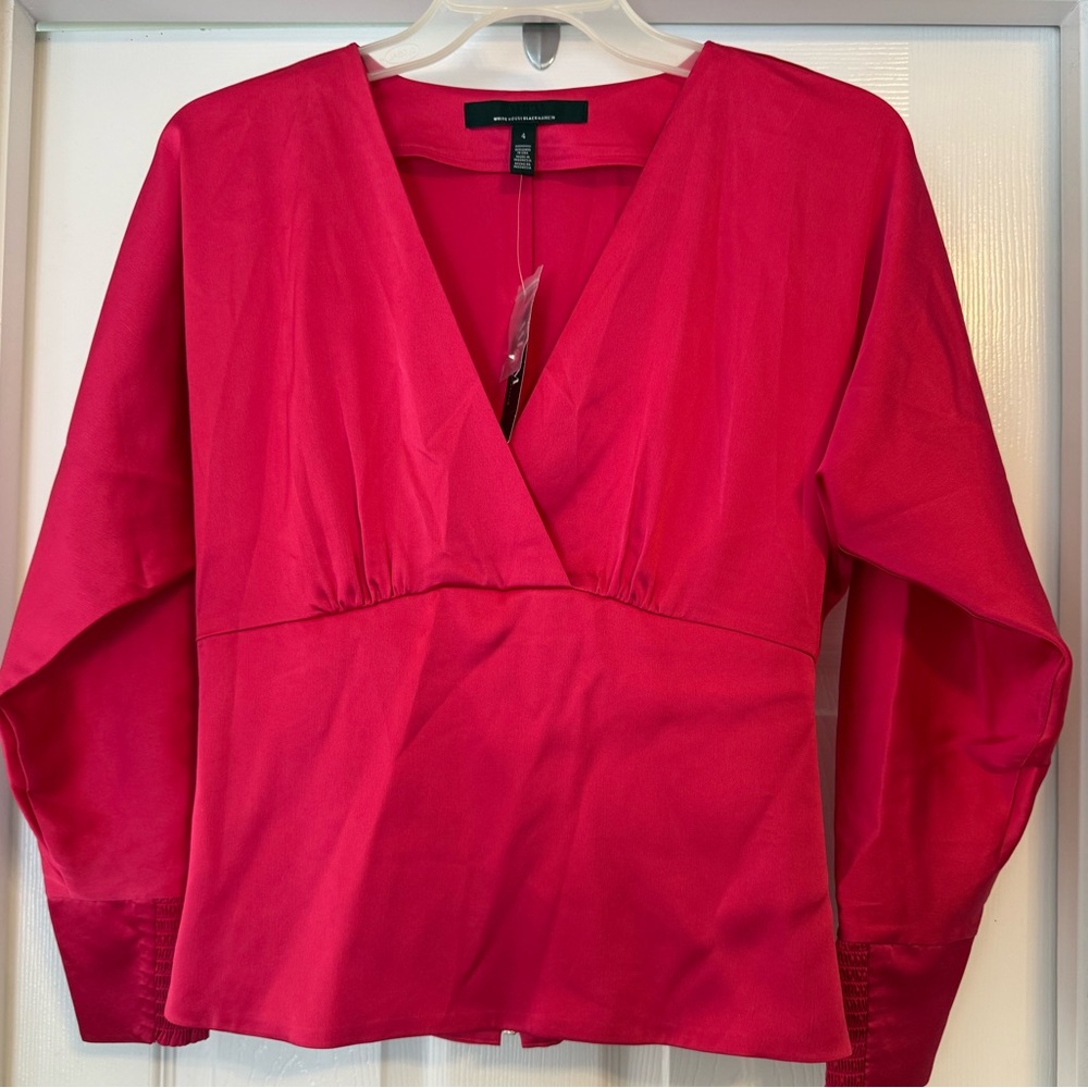 *NWT* White House Black Market Long Sleeve, V-neck, Empire Waist Blouse, Size 4